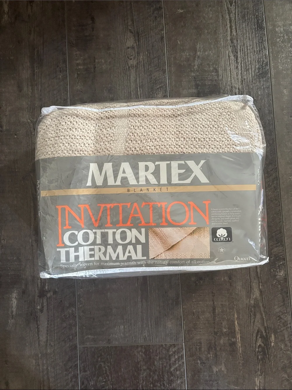 Cotton Thermal Blanket Beige Size Queen 90x90